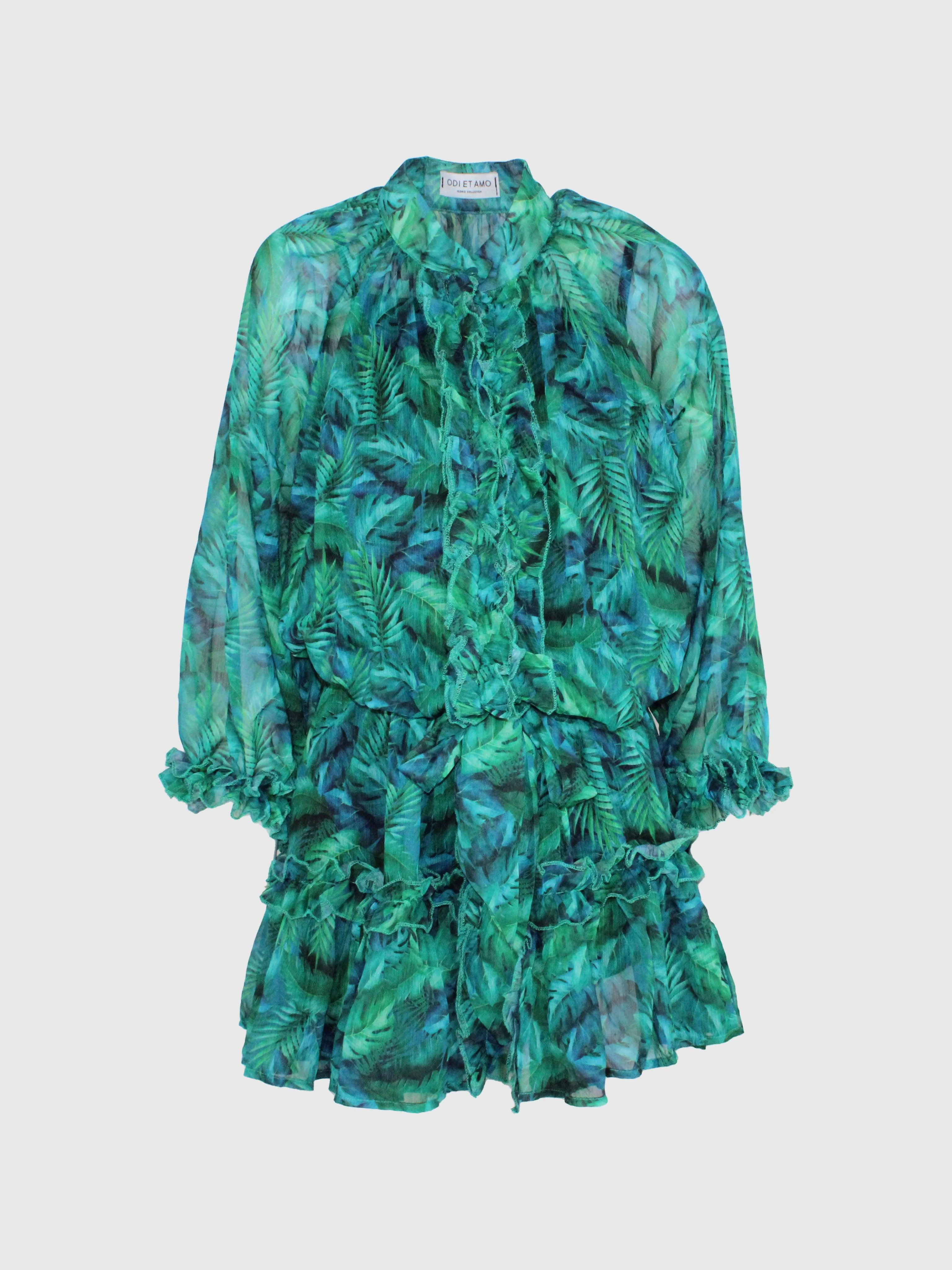 ABITO CORTO CHEMISIER IN CHIFFON SEMITRASPARENTE CON STAMPA FLOREALE E SOTTOVESTE - Image 3