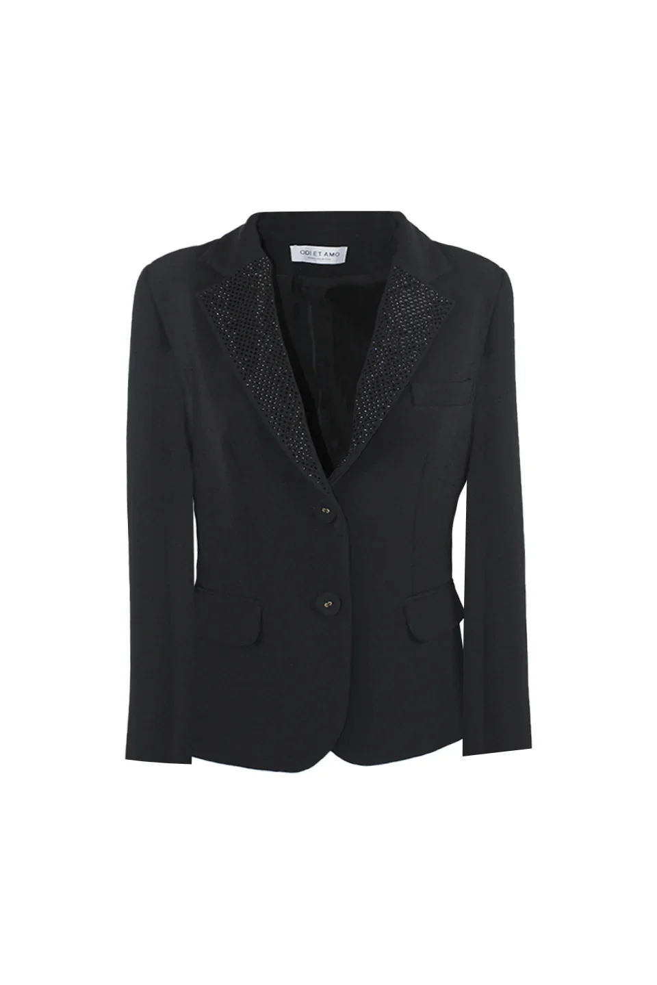 BLAZER TESSUTO TECNICO SLIM FIT CON COLLO FULL STRASS - Image 2