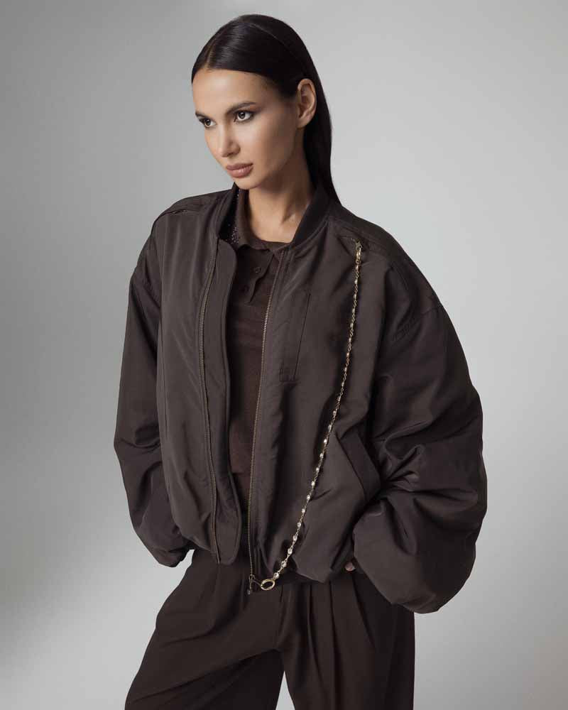 BOMBER JACKET OVERSIZE CON TASCHE E CATENA GIOIELLO - Image 4