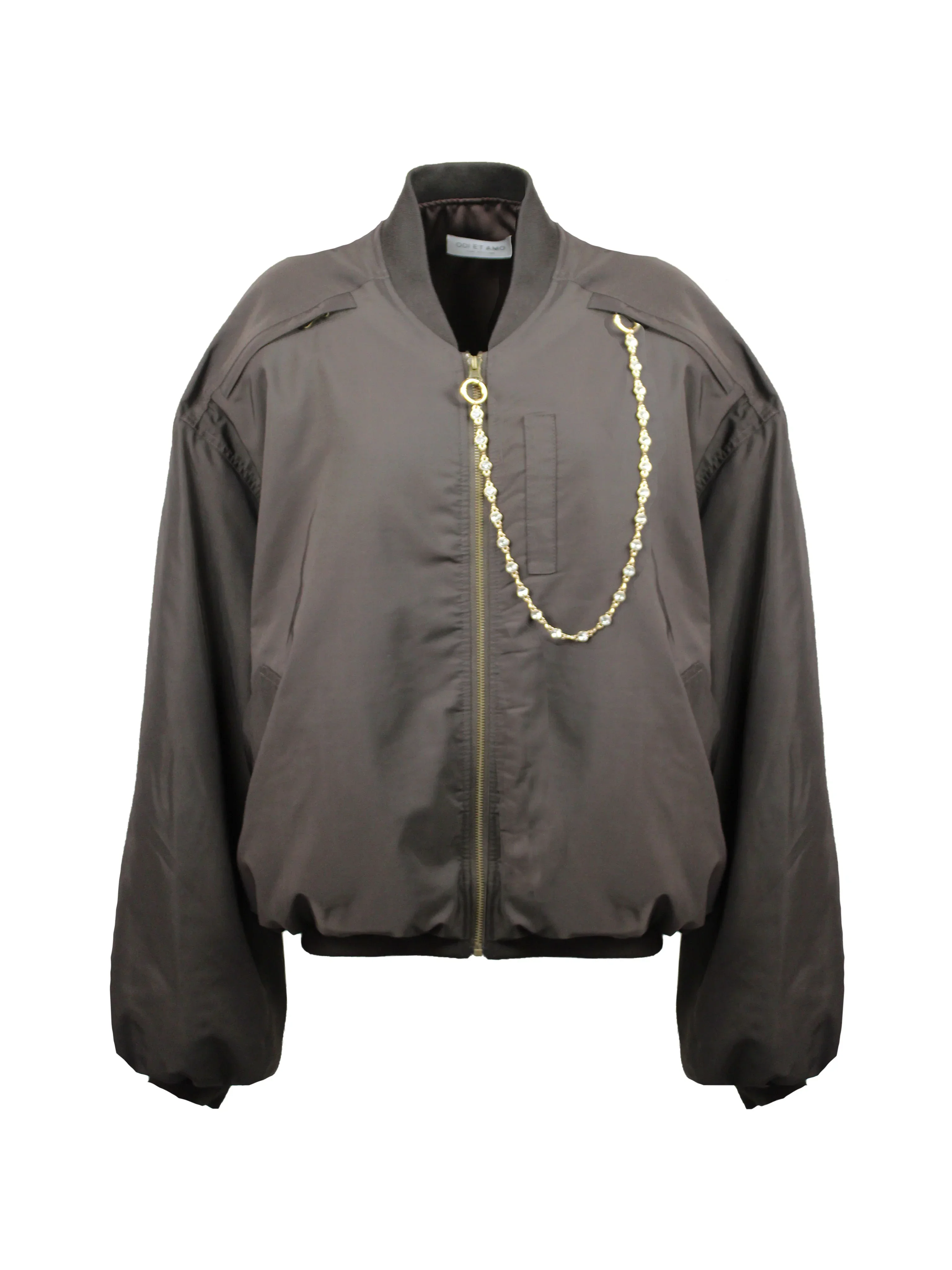 BOMBER JACKET OVERSIZE CON TASCHE E CATENA GIOIELLO - Image 5