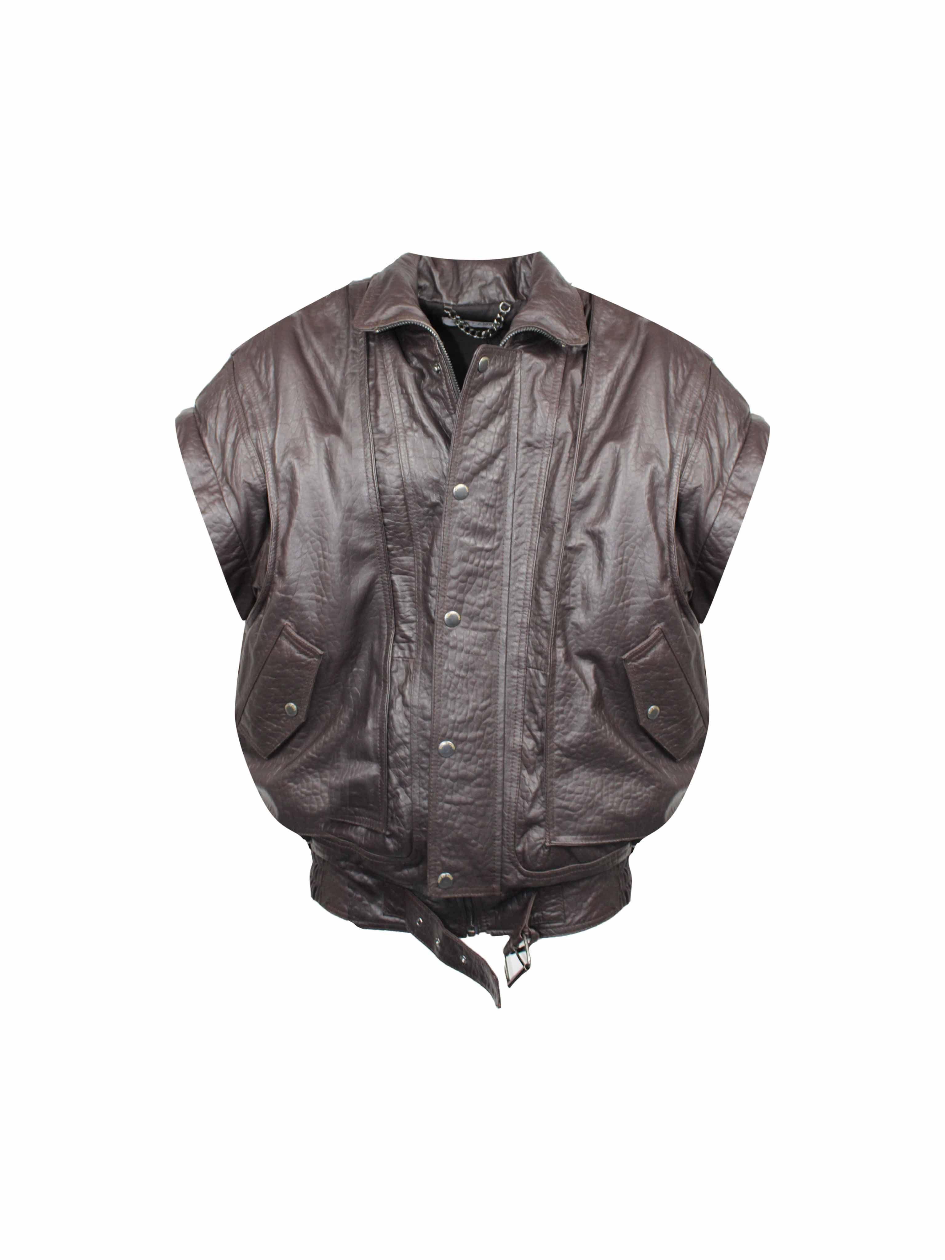 BOMBER OVERSIZE VERA PELLE MANICHE REMOVIBILI - Image 3