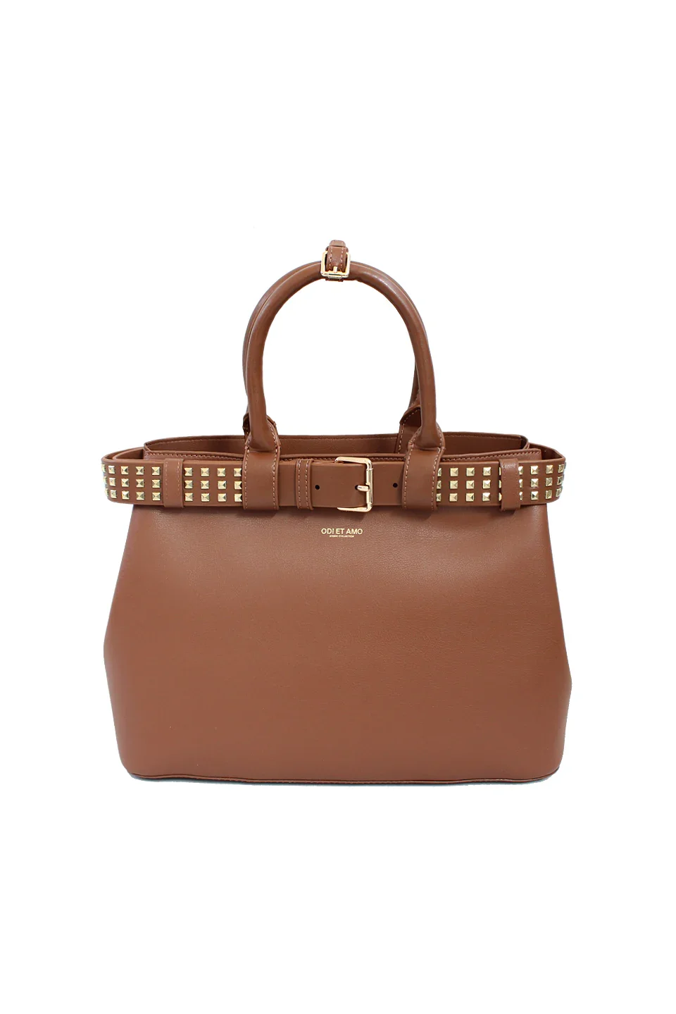 BORSA A MANO ECOPELLE CON CINTURA BORCHIE ORO