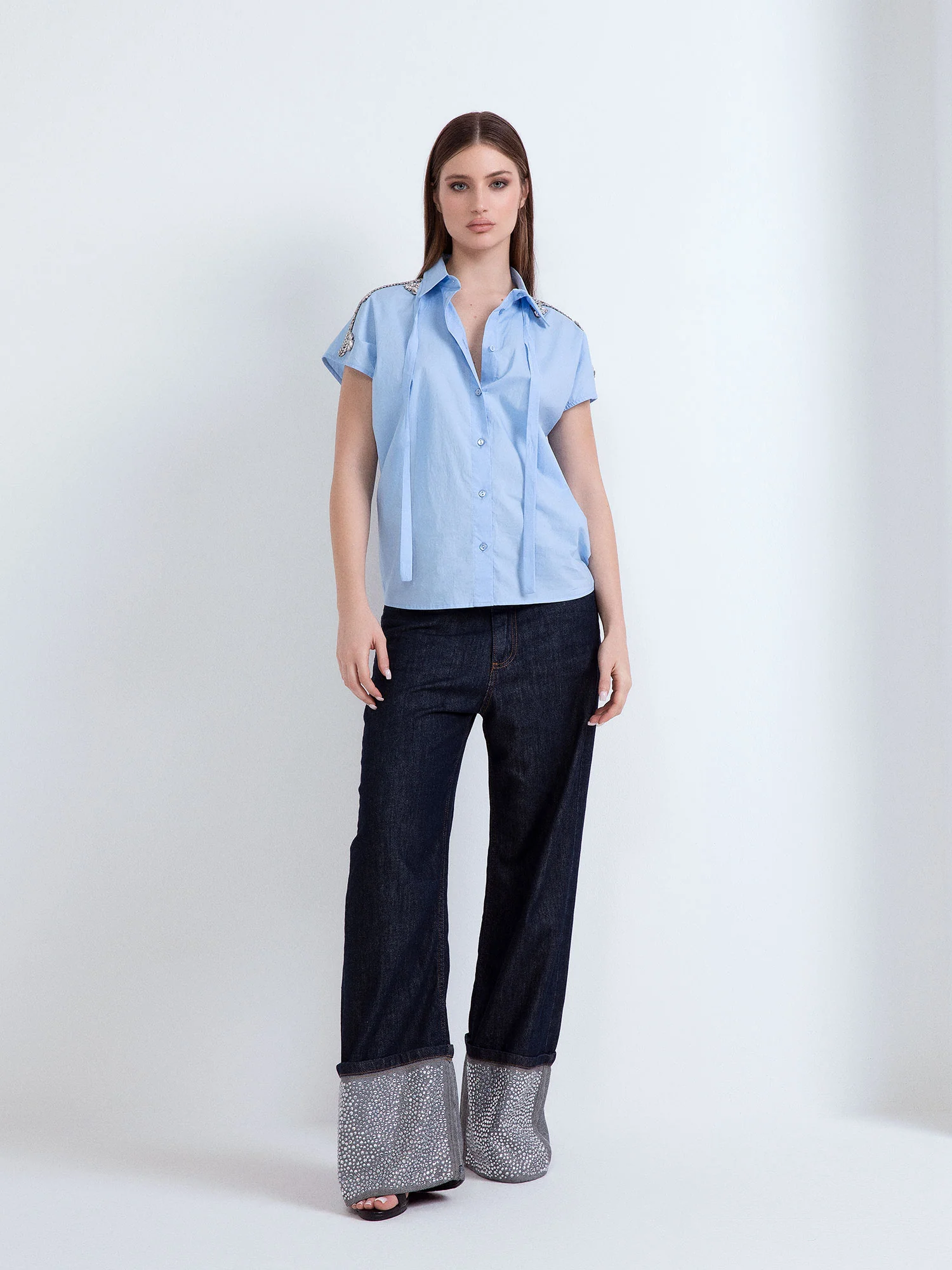 CAMICIA GIOIELLO MANICA CORTA E FIOCCO - Image 4