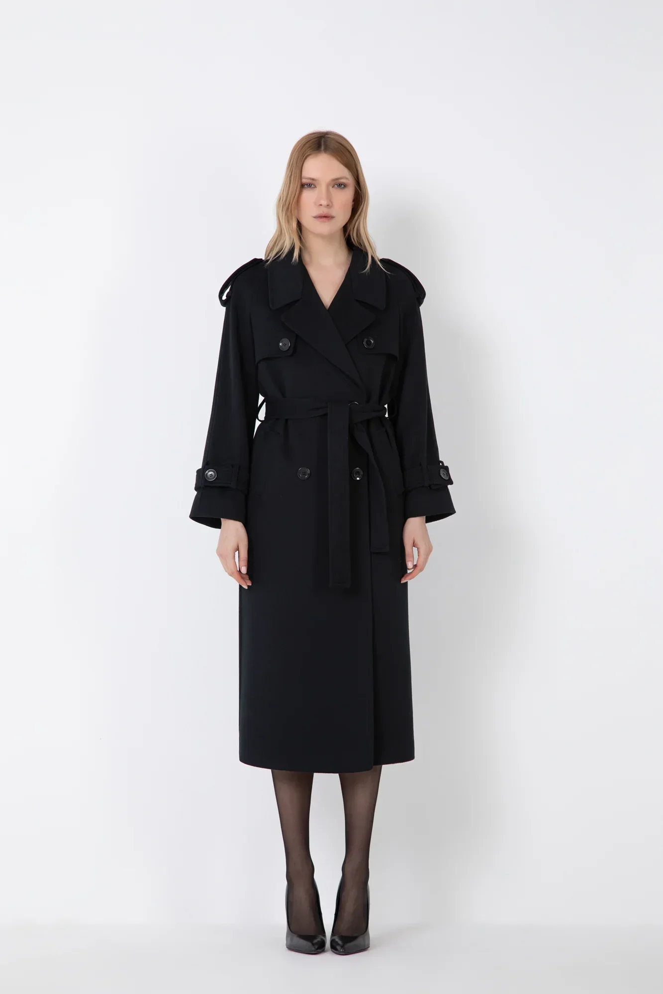 CAPPOTTO TRENCH MISTO CASHMERE NORMAL FIT CON BOTTONI E TASCHE - Image 3