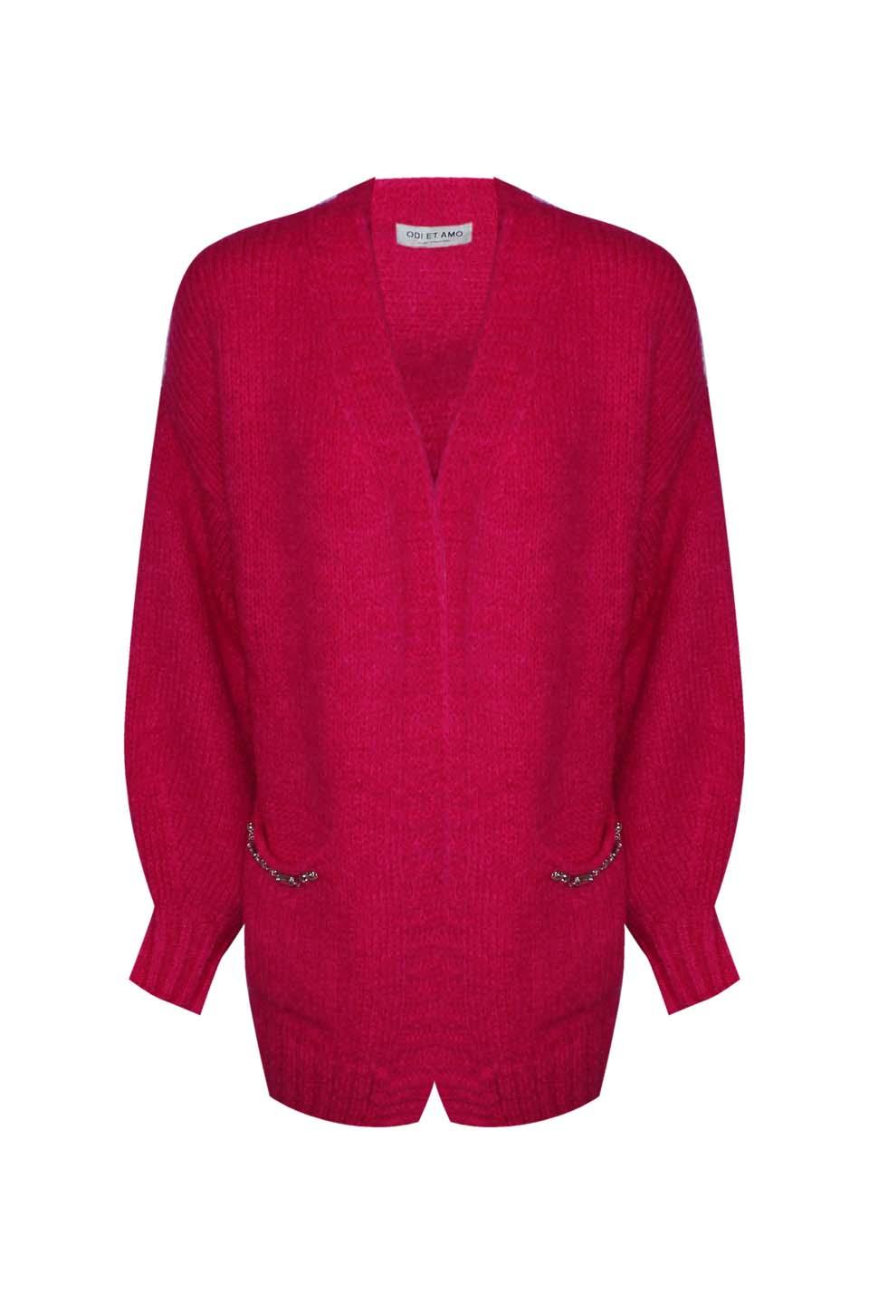 CARDIGAN MOHAIR CATENA CRISTALLI SU TASCHE - Image 3