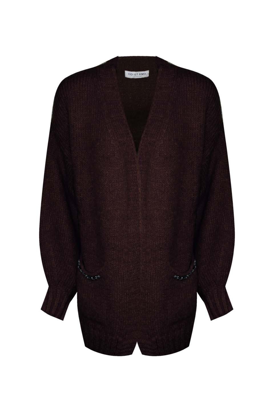 CARDIGAN MOHAIR CATENA CRISTALLI SU TASCHE - Image 4