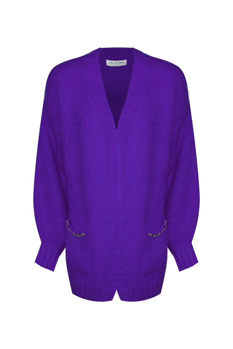CARDIGAN MOHAIR CATENA CRISTALLI SU TASCHE - Image 5
