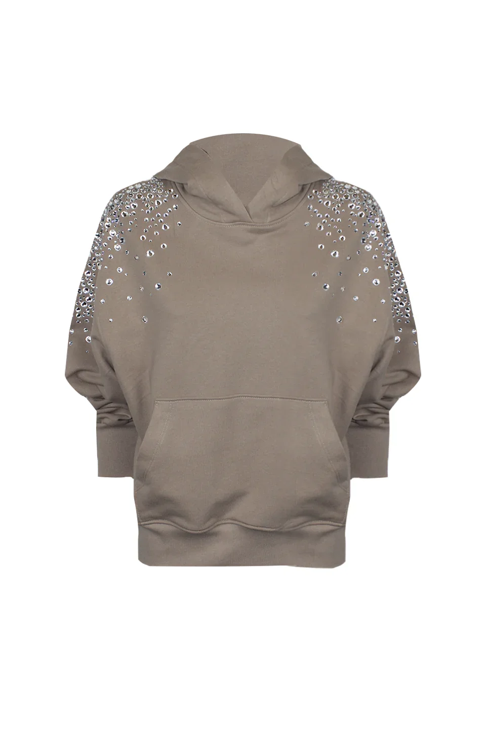 FELPA CON CAPPUCCIO E APPLICAZIONI STRASS SULLE SPALLE - Image 2