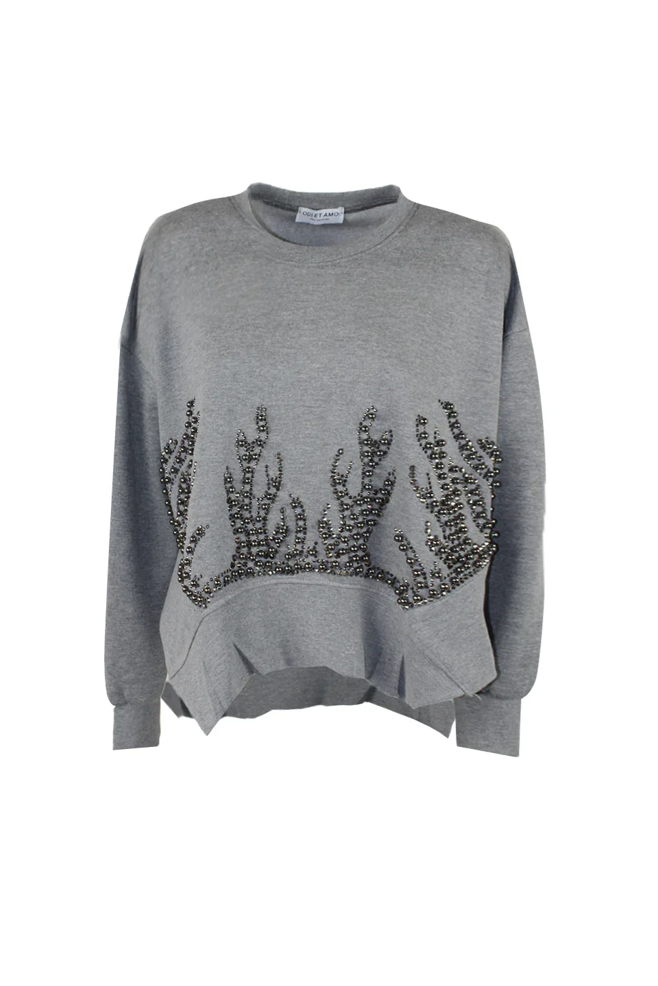 FELPA OVERSIZE IN COTONE FELPATO E CRISTALLI FLAME - Image 2