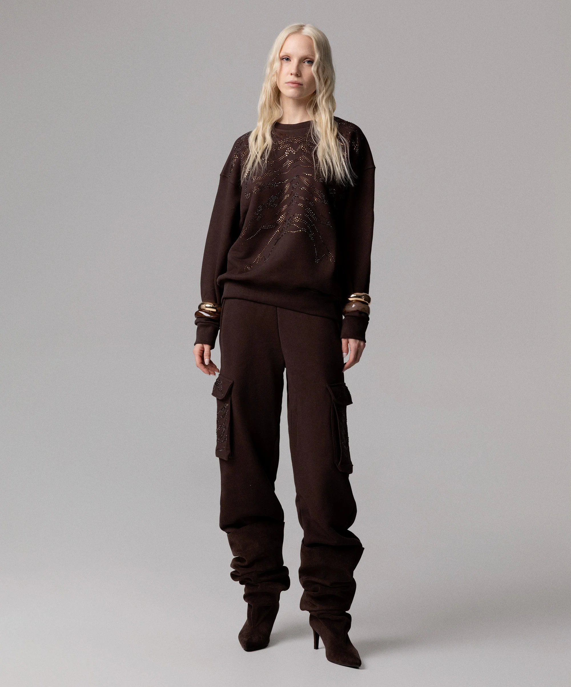 FELPA OVERSIZE CON STRASS MOTIVO TIGRE - Image 2