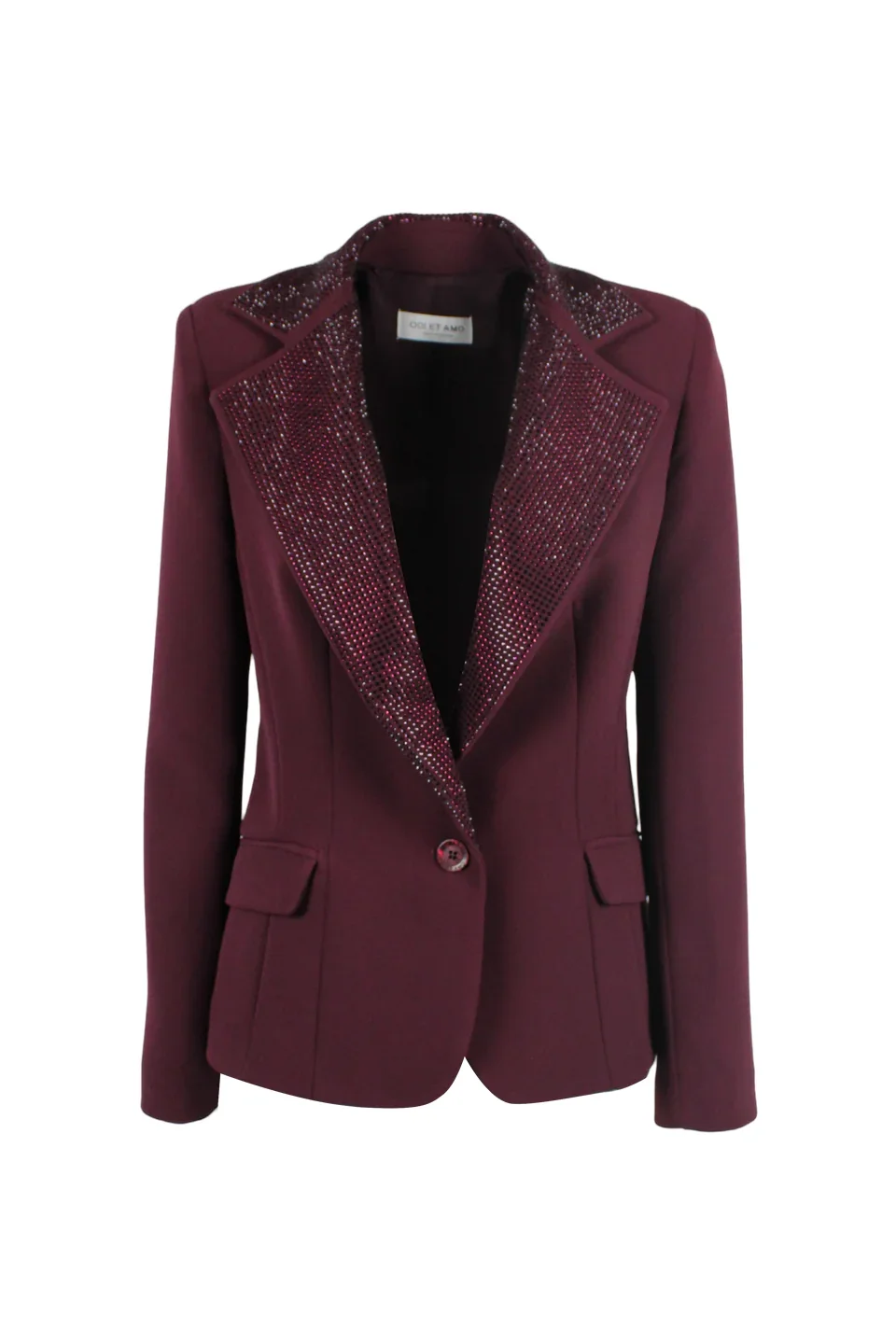 GIACCA SFIANCATA MONOPETTO TESSUTO TECNICO CON REVERS FULL STRASS - Image 3