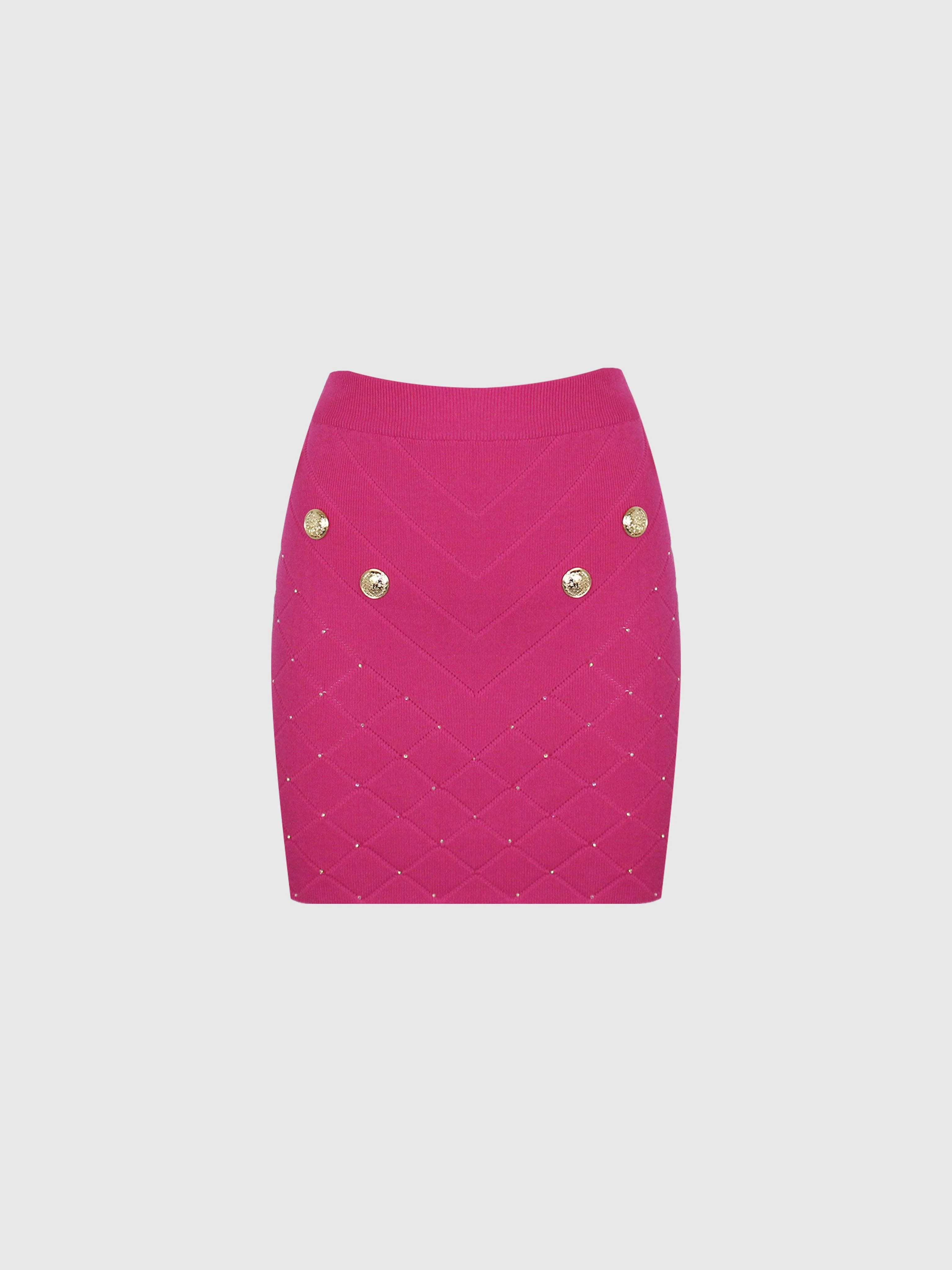 GONNA FUCSIA IN MAGLIA CON CRISTALLI STRASS AURORA BOREALE - Image 2