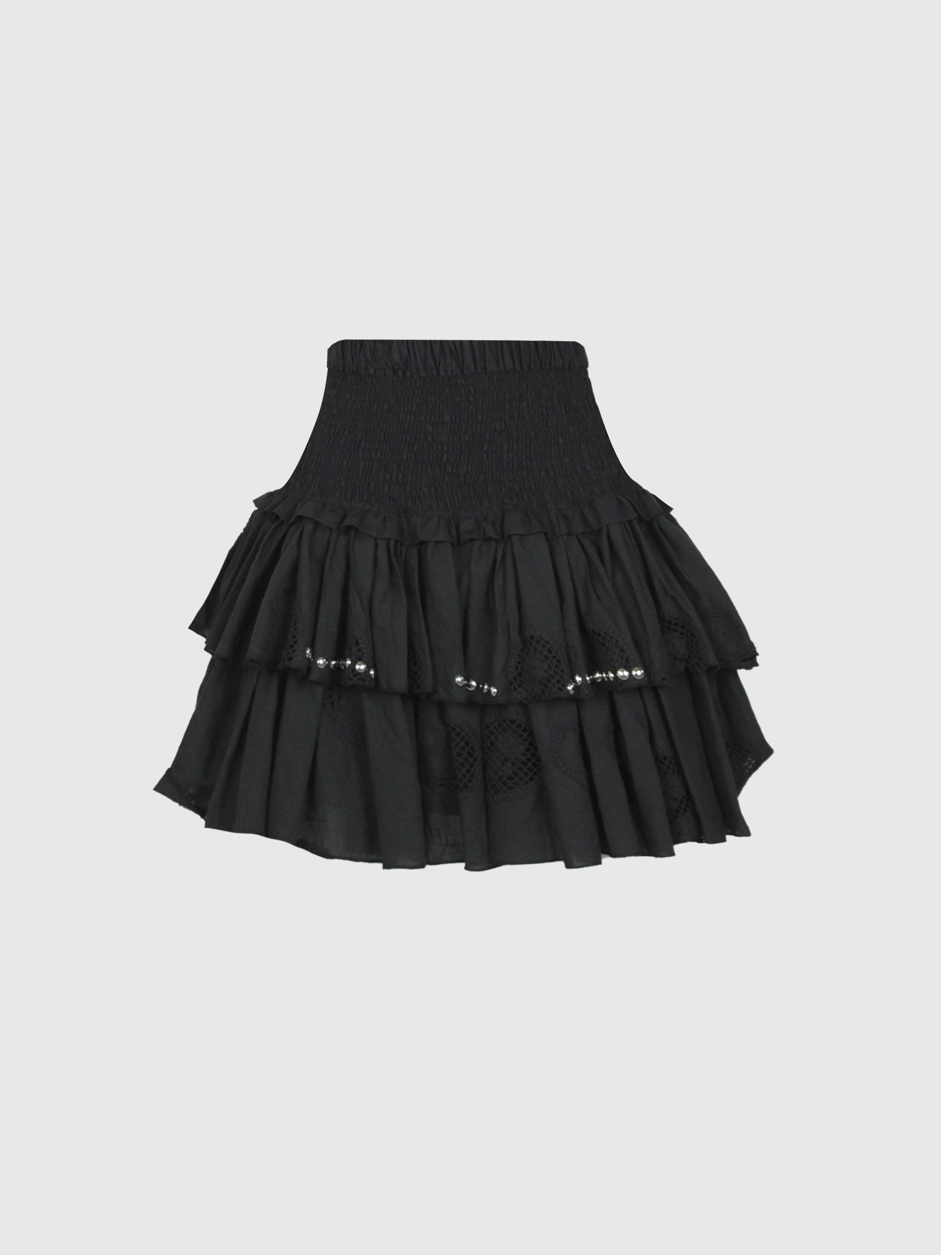 MINIGONNA ROUCHES CON BORCHIE PUNTO SMOCK ELASTICIZZATA - Image 3