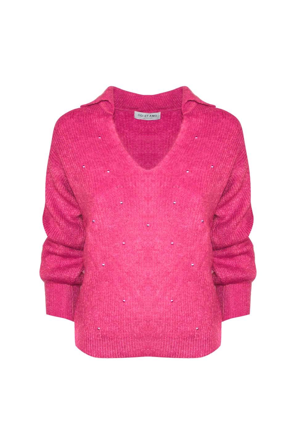 MAGLIA STILE POLO MISTO MOHAIR CON BORCHIE ALL OVER - Image 2