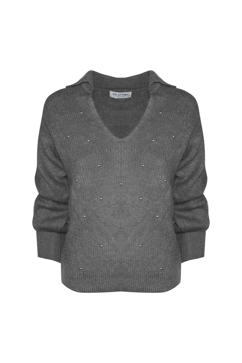 MAGLIA STILE POLO MISTO MOHAIR CON BORCHIE ALL OVER - Image 3