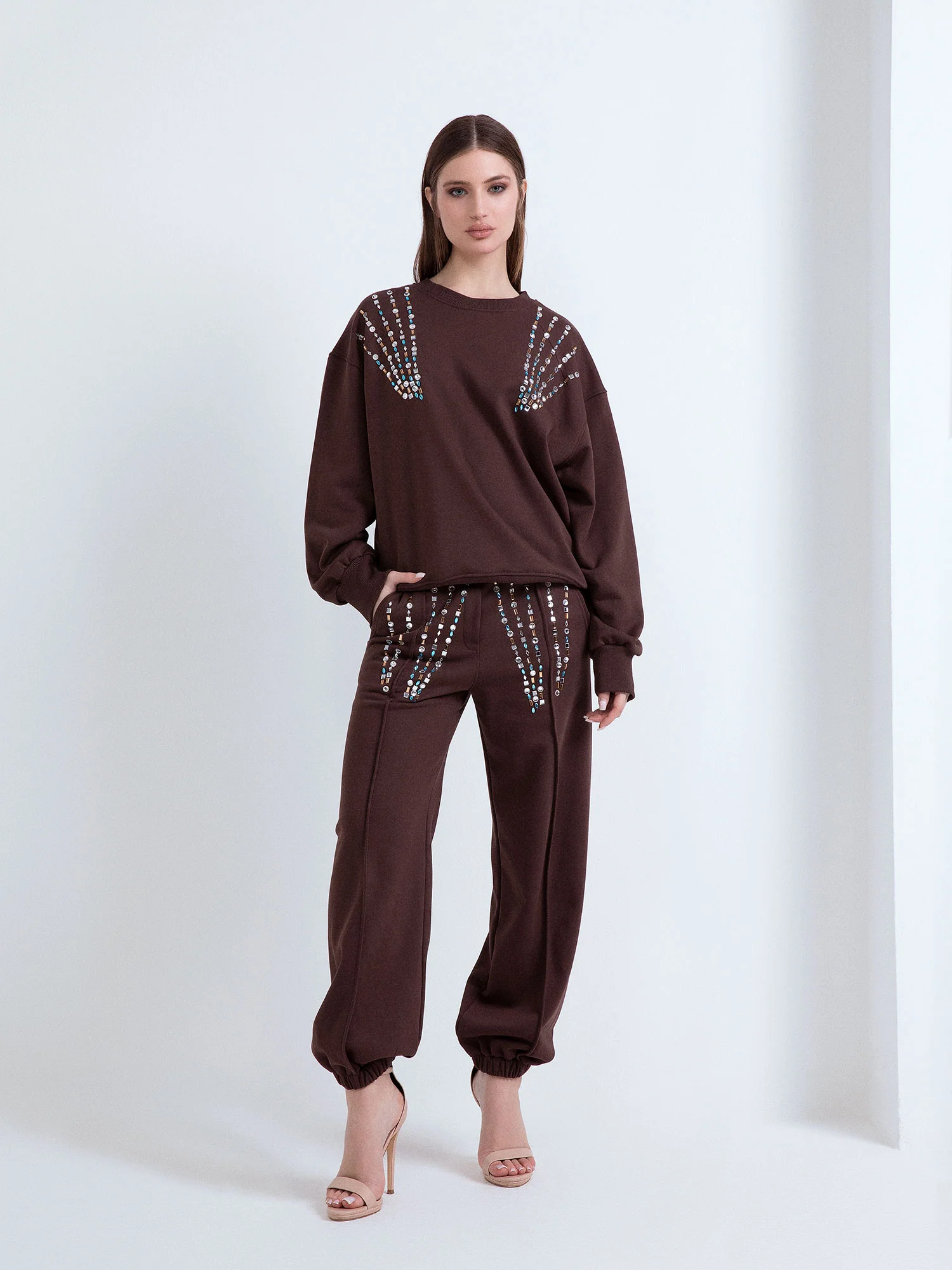 PANTALONE FELPA APPL. CIELO