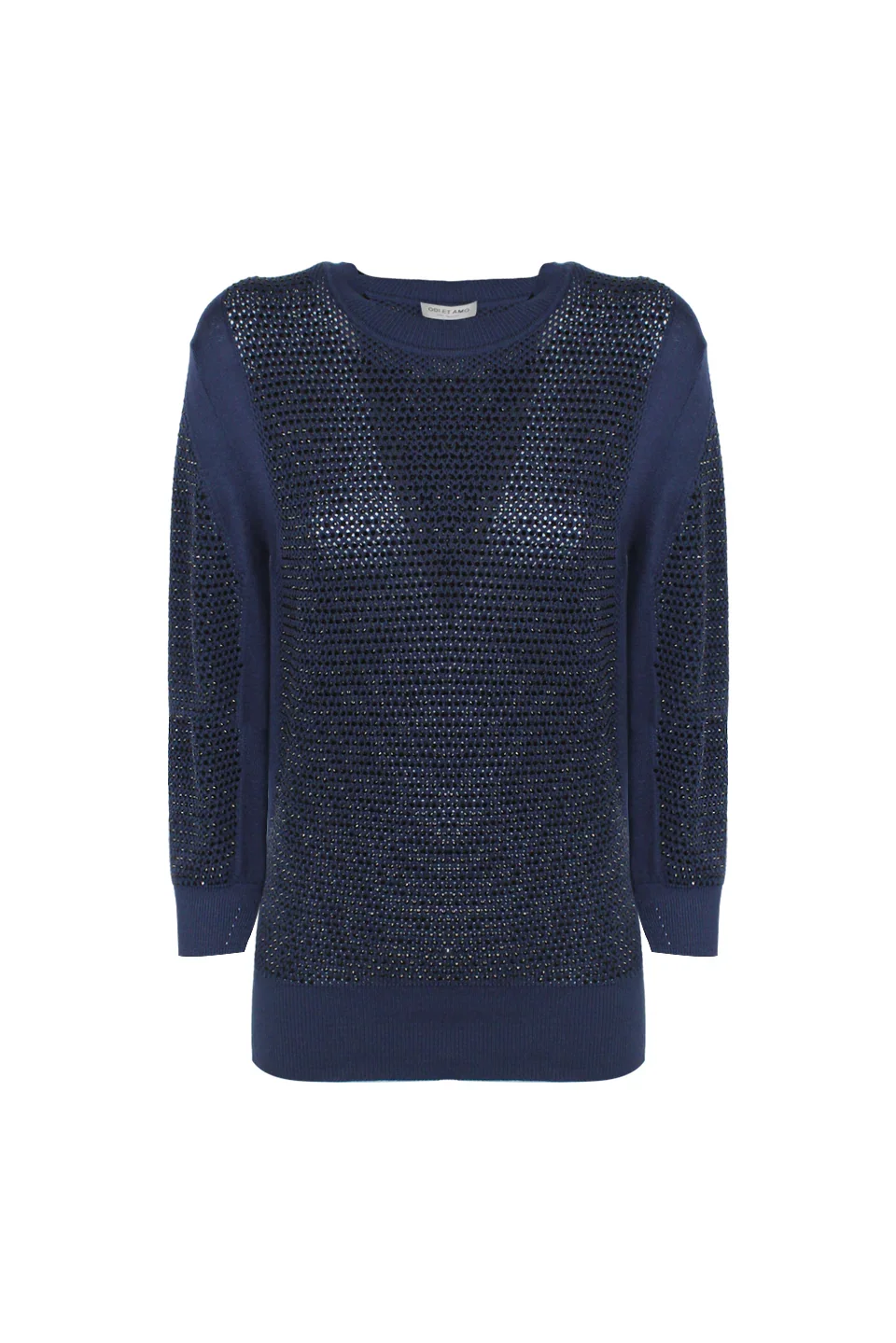 PULL‐OVER IN COTONE FULL STRASS CON CRISTALLI E MANICA LUNGA - Image 2
